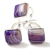 Natural Banded Agate Adjustable Rings RJEW-H240-01S-11-1