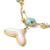 Summer Beach Nuggets Natural Amazonite & Imitation Pearl Multi-Strand Anklets BJEW-P326-06B-G-3
