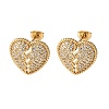 Broken Heart Brass Micro Pave Cubic Zirconia Stud Earrings EJEW-B153-19G-03-4
