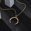 Brass Double Horn/Crescent Moon Pendant Necklaces NJEW-S438-06G-3