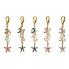 Starfish & Moon Alloy Enamel Pendants Decoraiton HJEW-JM01635-1