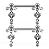 Brass Micro Pave Clear Cubic Zirconia Flat Round Nipple Barbells WG21F93-01-1