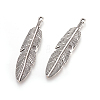 Tibetan Style Alloy Feather Big Pendants X-TIBEP-A12720-AS-RS-2