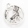 Tibetan Style Alloy Howling Wolf Pendants TIBEP-Q064-12AS-RS-2