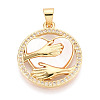 Brass Micro Pave Clear Cubic Zirconia Pendants KK-N268-63G-1
