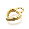 Heart Brass Open Back Bezel Charms KK-S508-07G-2