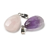 Natural Quartz Crystal/Natural Rose Quartz/Natural Amethyst Pendants G-K385-07P-2