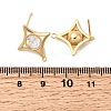 Star Brass Glass Stud Earring Findings KK-P340-10G-03-2