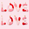 8Pcs 4 Styles Brass Enamel Pendants KK-BBC0019-23-7