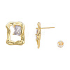 Cubic Zirconia Rectangle Stud Earrings EJEW-N011-75-3