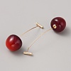 Red Resin Cherry Dangle Stud Earrings EJEW-SZC0003-01G-2