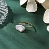 Oval Natural Pearl Finger Rings RJEW-P113-14G-4