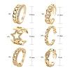 6Pcs 6 Styles Brass Micro Pave Cubic Zirconia Cuff Rings RJEW-LS0001-42G-3