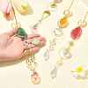 4Pcs 4 Styles Zinc Alloy & Natural Agate Slices Pendant Decorations HJEW-CJ0001-20-4