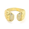 Brass Micro Pave Cubic Zirconia Open Cuff Ring for Women AJEW-U003-12G-2