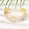 Ocean 304 Stainless Steel Enamel Fish Open Cuff Bangles for Women SA-CBA1A30-02B-G-1