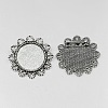 Vintage Tibetan Style Alloy Flower Brooch Cabochon Bezel Settings PALLOY-O037-45AS-1