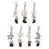 Natural Quartz Crystal & Obsidian & Labradorite & Synthetic White Howlite Chip Beads Pendant Decorations HJEW-JM02127-1