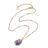 Natural Amethyst with Brass Pendant Necklaces NJEW-JN04679-02-4