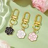 3Pcs 3 Colors Flower Alloy Enamel Pendant Decorations HJEW-JM02691-1