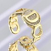 Brass Micro Pave Clear Cubic Zirconia Open Cuff Rings for Women RJEW-K289-02G-D-1