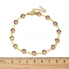 304 Stainless Steel Flat Round Acrylic Rhinestone Cup Chain Anklets for Women AJEW-B031-02G-01-5