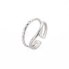 Non-Tarnish 304 Stainless Steel Double Line Open Cuff Ring for Women RJEW-S405-211P-3