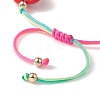 Resin Heart with Evil Eye Braided Bead Bracelets BJEW-JB09461-4