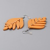 Wood Leaf Dangle Earrings EJEW-WH0010-25P-04-2