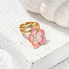 Flower 304 Stainless Steel Enamel Cuff Rings for Women RJEW-Z079-01G-2