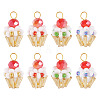 8Pcs 4 Colors Glass Seed Beaded Cupcake Pendants FIND-TA0009-15-3