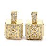 Alphabet Brass Micro Pave Clear Cubic Zirconia Pendants ZIRC-O045-01G-M-2