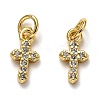 Brass Micro Pave Cubic Zirconia Tiny Cross Charms ZIRC-H119-04-2