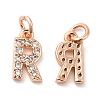 Brass Micro Pave Grade AAA Cubic Zirconia Charms ZIRC-P067-11RG-R-NR-2