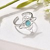 Synthetic Turquoise Finger Rings RJEW-I110-02P-01-3