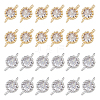 SUPERFINDINGS 24Pcs 2 Colors Flower Brass Micro Pave Cubic Zirconia Links ZIRC-FH0001-49-1