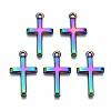 Rainbow Color Alloy Tiny Cross Charms PALLOY-S180-035-RS-1