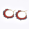 Handmade Japanese Seed Beads Hoop Earrings SEED-T002-44-3