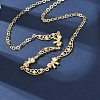 Brass Pave Clear Cubic Zirconia Bowknot and Hollow Moon Link Chain Necklaces NJEW-D348-02G-2