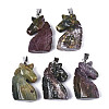 Carved Natural Indian Agate Pendants G-N0327-002B-1
