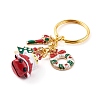 Baking Painted Brass Bell Father Christmas Keychain for Christmas KEYC-JKC00246-2
