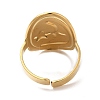 Ion Plating(IP) 304 Stainless Steel Moon with Star Open Cuff Ring for Women RJEW-M149-29G-2