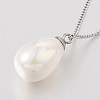 304 Stainless Steel Shell Pearl Beaded Pendant Necklaces NJEW-JN01306-2