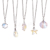 Ocean Theme 304 Stainless Steel Clear AB Glass Pendant Cable Chain Necklaces NJEW-JN05172-2