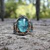 Oval Alloy with Glass Finger Rings FS-WG0E890-01-3