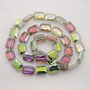 Rectangle Electroplate Rainbow Plated Glass Beads Strands EGLA-P002-F07-1