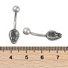 Snake Head 316 Surgical Stainless Steel Cubic Zirconia Belly Button Rings/Earrings EJEW-G416-16AS-03-5