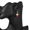 Flower with Round Acrylic & Glass Bead Dangle Earrings EJEW-JE06634-5