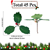 45Pcs Foam & Cloth Artificial Holly Leaves AJEW-SC0031-52A-2