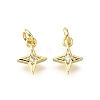 Brass Micro Pave Clear Cubic Zirconia Charms KK-V011-42G-1